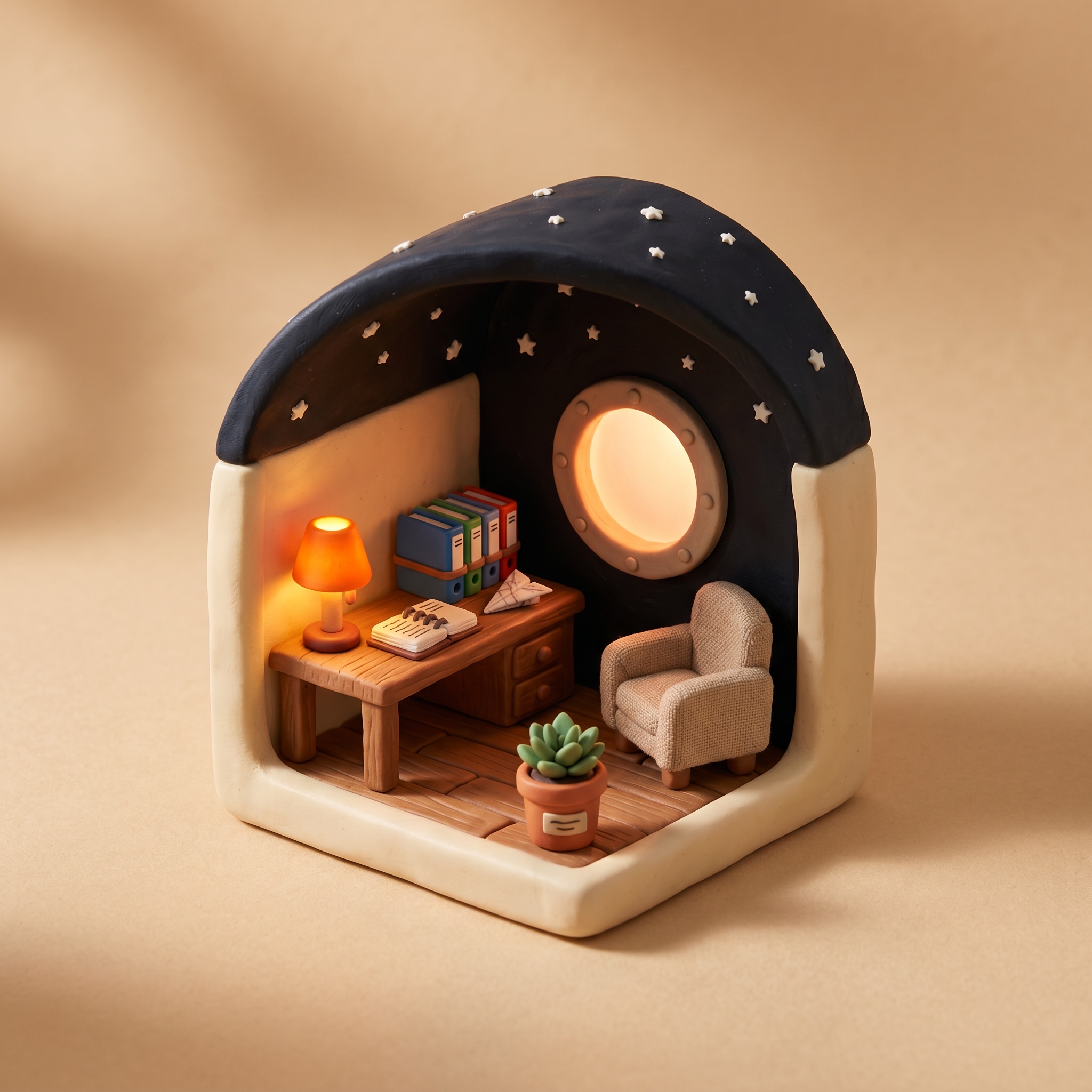 a small sealed clay room: one personal AI's home